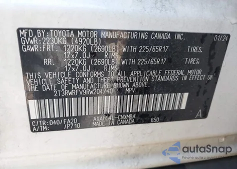 2024 Toyota Rav4 Xle/Woodland Edition z USA, uszkodzony, nr VIN 2T3RWRFV9RW204740